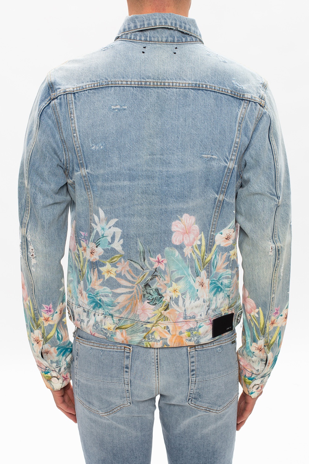 Denim jacket with floral print Amiri Adefra US